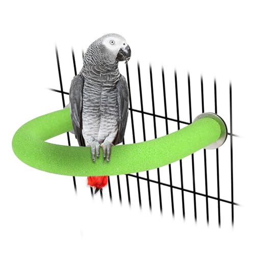 Image of Rypet U Shape Parrot Perch Stand Toy for Paw Grinding Clean Stick Exercise, Rough-Surfaced Quartz Bird Perch Standing Cage Accessories for for Small Parakeets Cockatiels Conures Macaws Finches(Green)