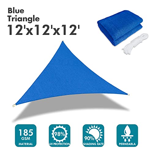 Image of KANAGAWA 12'x12'x12' Sun Shade Sail Blue Curved Triangle
