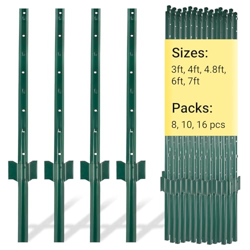 Toriexon Fence Posts 4.8 Ft - 16 Pack, Heavy Duty Metal...