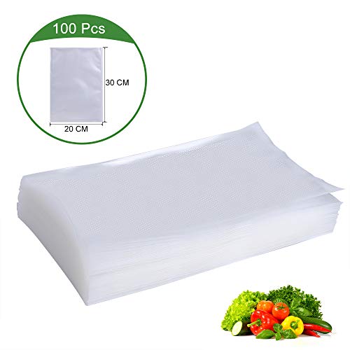 Deeplee Food Vacuum Bags, BPA Free Vacuum Sealer Bags for Vaccum Sealer Machine, Sous Vide Bags 20 x 30 cm, Pack of 100