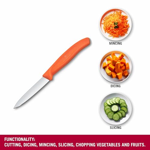 Image of Victorinox Swiss Made Stainless Steel Swiss Classic Paring Knife, Straight Edge, Kitchen Tool, Kitchen Item, 8 cm, Orange, 6.7609.C1