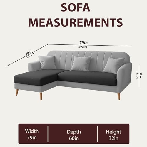 Image of Atticus LHS 4 Seater L Shape Sofa Set for Living Room (Black Grey Fabric) Premium Fabric Sofa Set