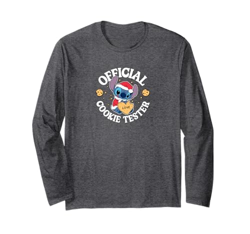 Stitch T-shirt de Noël à manches longues Official Cookie Tester Disney en coton noir