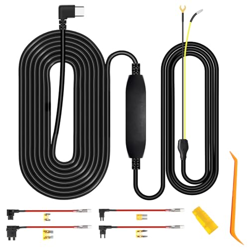 Image of Upgraded Dash Cam Hardwire Kit, Type-C USB Hard Wire Kit 12V-24V to 5V Hardwire Kit with Low Voltage Protection 11.5ft Dash Cam Charger Power Cord for Dashcam GPS Power Supply Radar Detectors