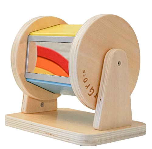 Image of DISCOVERGRO Montessori Wooden Rainbow Spinning Drum | Baby Toy 3 Months - 2 Years Old + | Educational Toys for Early Development