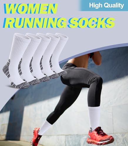 Women Hiking Crew Socks Running Athletic Thick Cushion Compression Moisture Wicking Walking Socks 5 Pairs2