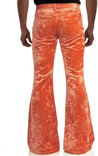 Image of Men's Velvet Relaxed Vintage 60s 70s Bell Bottom Stretch Fit Classic Comfort Flared Flares Retro Leg Disco Pants