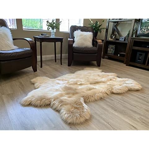 LAMBZY Super Soft Faux Bear Skin Silky Shag Area Rug (Beige, 2'x3') Cover