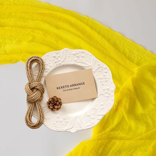 Image of Yellow Cheesecloth Summer Table Runner 120 Inches for Party Home Decor