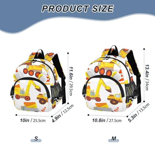 Kid's Backpack for Boys & Girls Toddler Bag Excavator Pattern Backpack with Safety Leash2