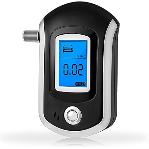 JOYYI Portable Breathalyzer Breath Alcohol Tester Digital Battery Power LCD Display Alcohol Detector with Auto Alarm Function with 20 Mouthpieces Cover