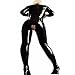 Fashion Queen Women's Sexy Open Crotch Catsuit Wetlook Faux Leather Jumpsuit (L, Black)