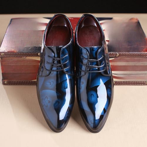 Mens Patent Leather Printing Lace Up Oxford Dress Shoes Modern Low Top Pointed Toe Tuxedo Derby Shoes for Work Office Formal Wedding4