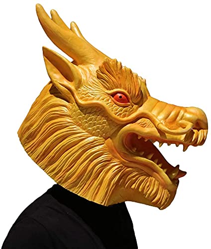 Great Dragon Mask Creepy Horse Head Mask Rubber Latex Animal Mask Novelty Halloween Costumes Horseman Mask B GINOLEI (Color : A)