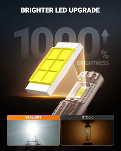 Image of SEALIGHT 9006 /HB4 LED Fog Light Bulb, 18000LM Ultra Bright 9006 LED bulb, IP68 Waterproof Injection Sealed,Long Lifespan 80000 Hours, 1:1 Fit for Cars,Trucks,and SUVs,Pack of 2