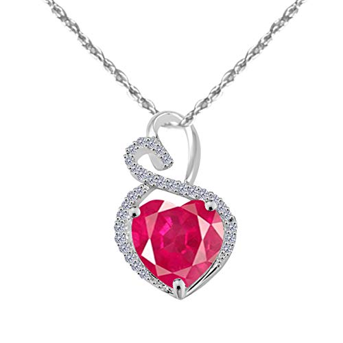MauliJewels Engagement Necklace for Women 3.90 Carat Diamond And Heart Shape Gemstone White Gold Pendant 4 prongs 14K With 18'' Box Chain