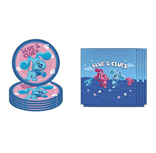 Db11 Blue Dog Birthday Party Supplies,20Pcs Blue Dog Party Plates 20Pcs Napkins,Blue Dog Birthday Party Supplies Decorations cover