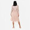 Maya Deluxe Maya Faux Warp Front Utsmyckad Midi-klänning brudtärna, Taupe Blush, 36 #5