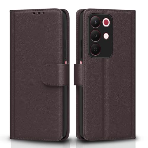 Image of Amazon Basics Flip Cover for Realme Narzo 90X 5G / Realme C85 5G / Realme 15X 5G Leather Finish | Wallet Stand and Shock Proof | Inside TPU with Card Pockets | Complete Protection Flip Case (Coffee)