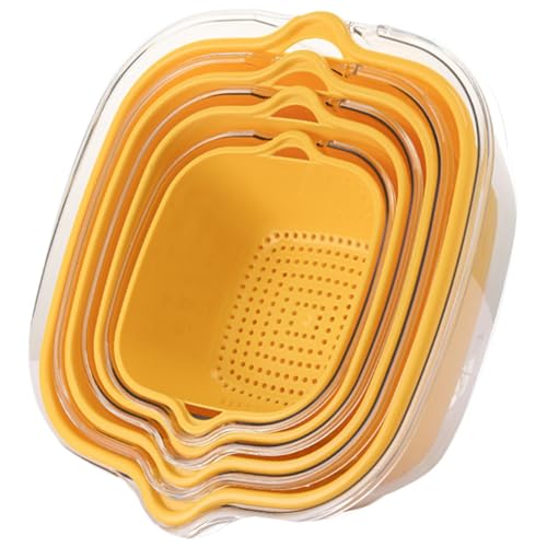 Juego de 8 coladores para lavar ensaladas, limpiador de frutas, coladores y coladores de alimentos para pasta, arroz y pasta de 2 niveles, herramienta de cocina gruesa para cocina