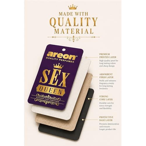 Image of AREON VIP Hanging Car Air Freshener Pack of 3 - Premium Car Perfume with Natural Fragrances, Stylish Hanging Cards Long Lasting Auto Air Freshener for Car, Home, Office & Vehicle Interior - SEX QUEEN