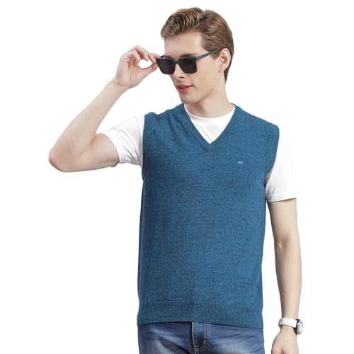 Image of Monte Carlo Off White Solid V Neck Sweater | Warm Woolen Pullover for Men | Soft Comfortable Knitted Winter Wear Sweater for Men's