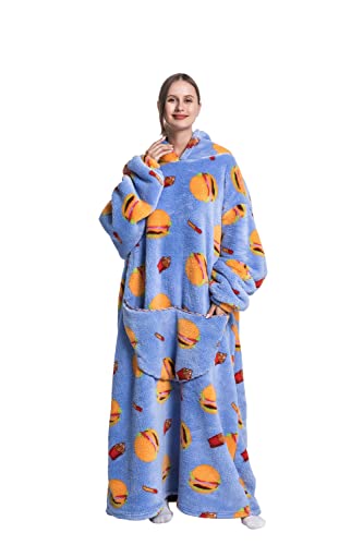 iyoimono Hoodie Decke für DamenHerren Flanell Fleece Oversized Weich Pullover Kuscheldecke TV-Decke mit Ärmeln Übergroße Kapuzen Pullover Tragbar Ganzkörperdecke Cover