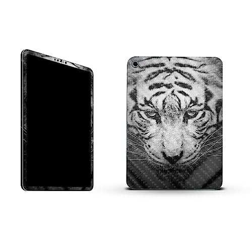 Image of MightySkins Carbon Fiber Skin Compatible with Apple iPad 10.9 inch 10th Gen (2022) Full Wrap Kit - Mono Tiger | Protective, Durable Textured Carbon Fiber Finish | Easy to Apply | Made in The USA