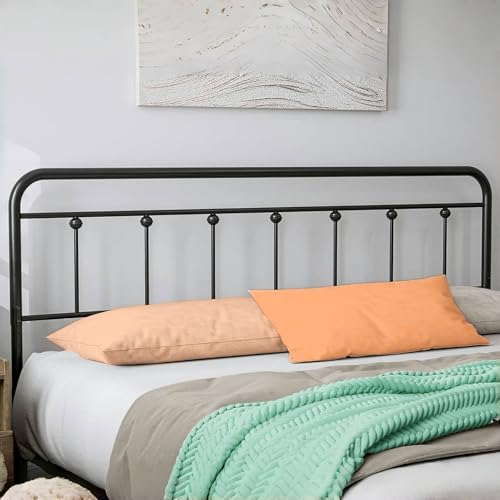 SIKHST King Size Metal Headboard Adjustable Height Farmhouse Victorian Style Headboard Only for Bedroom Black