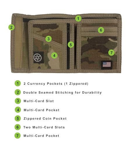 Image of Sprocket Nylon Billfold Wallet with Zippered Coin Pocket (MultiCam Camo)