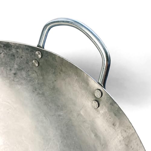 Image of Sunrise 1.8 mm Thickness Heavy Duty Hand Hammered Carbon Steel Wok 14 inch, Round Bottom