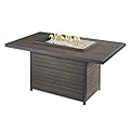 Outdoor GreatRoom Co Propane Fire Pit Table - Brooks Gas Fire Pits for Outside Patio - 50 Inch Composite Decking Firepit Fire Table with Glass Tabletop Cover, Clear Gems, 55,000 BTU - Brown