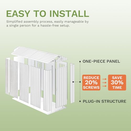 Image of Patiowell 4x6 FT Plastic Outdoor Storage Shed with Floor, Light Gray