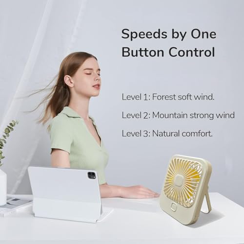 Image of Litehom Small Desk Fan, 2000mAh Rechargeable Fan Battery Powered, 180Foldable Portable Fan, 3 Speeds Adjustable USB Fan Silent Powerful for Home Office Travel Outdoor (WHITE)