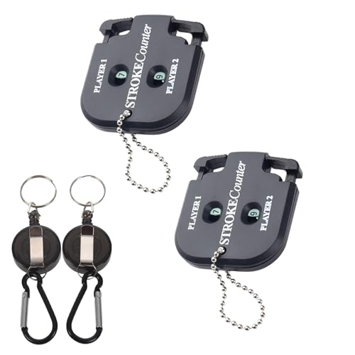 Golf Schlagzähler, Golf Ergebnis Zähler, Golf Score Counter, Golf Stroke Counter, 2 Spieler Schlagzähler, Golf Scorer Zähler, Mini Golfzähler mit 2 Einziehbarer Schlüsselanhänger, Für Golf-Gadgets