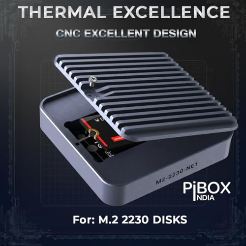 Image of M.2 2230 NVMe SSD Enclosure, PiBOX India, 10Gbps USB 3.2 Gen 2, REALTEK RTL9210 Chipset, CNC Aluminum Cooling Fins, External NVMe Reader, USB-C Interface, M-Key B&M Key Compatible- M2-2230-NE1