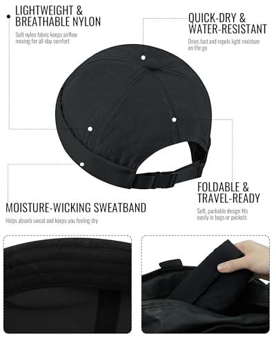 Image of CLAPE Lightweight Breathable Brimless Cap Street Casual Versatile Summer Quick Dry Docker Cap No Brim Sailor Cap Leon Cap