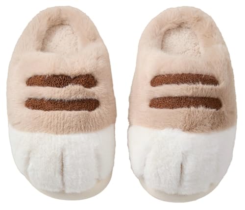 Niction Cute Cat Paws Slippers House Shoes for Women Knit Soft Cozy Bedroom Cartoon Shoes Slip on Slippers for Indoor Outdoor