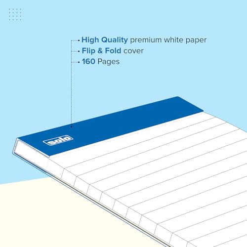 Image of SOLO Memo Pad, A5 Notepad, Flip & Fold Paper Cover, 160 Pages, Micro Perforation - Pack of 5