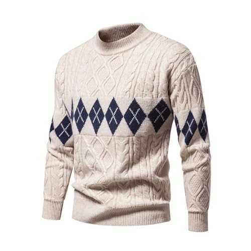 Men's Casual Knit Sweater Stitching Round Collar Autumn and Winter Sweater2