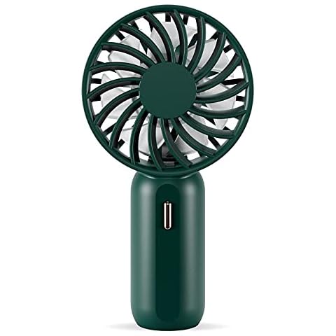 SHYOSUCCE Mini Hand Fan, Portable USB Handheld Fan with 3 Adjustable Speeds, Rechargeable Battery, lanyard for Home, Office and Travel, Green Cover