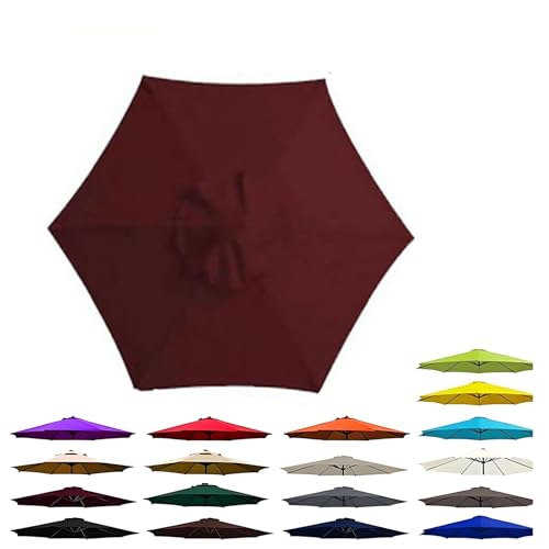 Tela de Repuesto para Sombrilla, 6 Varillas Redonda Resistente al Agua, Tela anti rayos UV para patio y exteriores,Vino tinto,280 cm