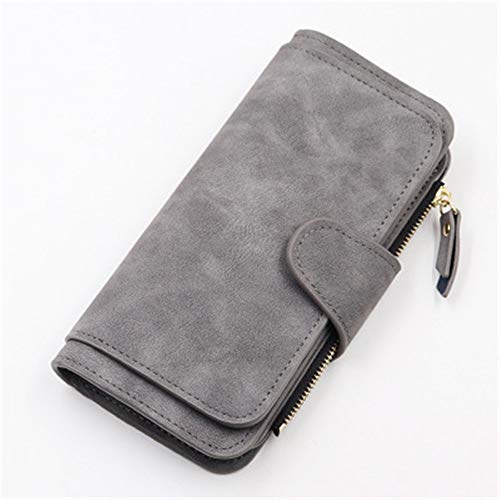 Women's Wallet Women's Wallet Long Buckle Big Three Fold Multi-card Wallet Fashion Zipper Clutch(B)