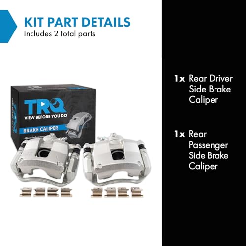 Image of TRQ Rear Driver and Passenger Side Brake Caliper Set Caliper Brackets Hardware Compatible with 14-20 Ram ProMaster 1500 2500 3500 without Heavy Duty Brakes