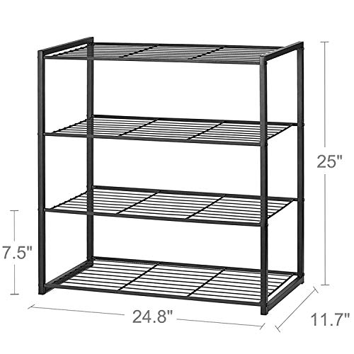 Titan Mall Shoe Organizer Free Standing Shoe Rack 4 Tier Shoe Rack Black Metal Shoe Rack 25 Inch Wide Shoe Tower Shelf Storage - Thumbnail 6