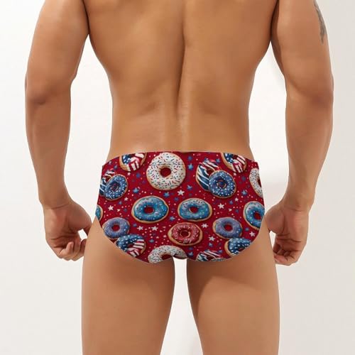 US Donut Sweets Men's Swimming Trunks Briefs Beach Swimwear Low Rise Bikini Swimsuit Print Bathing Suit2
