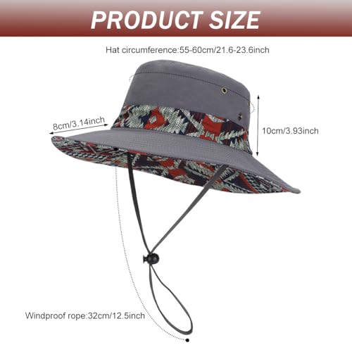 Image of GUSTAVE Sun Hats for Men Wide Brim Summer Sun Protection Cap for Men UV Protection Round Sun Cap for Hiking, Fishing, Gardning, Travel