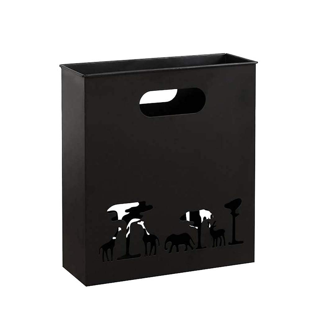 Support de parapluie en fer forgé sculpté élégant noir pour entrée