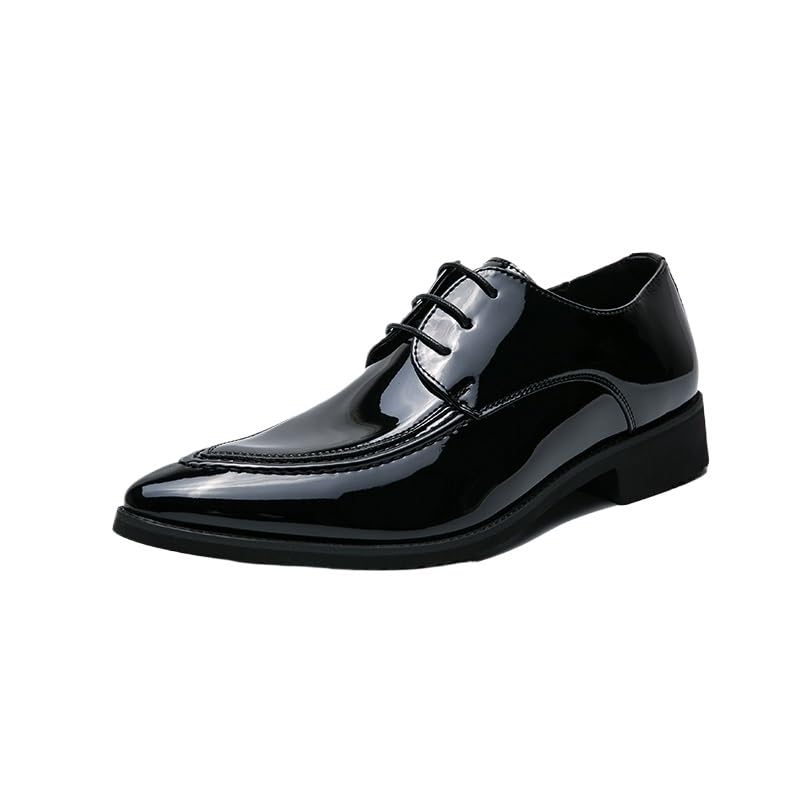 Men's Classic Lace Up Dress Shoes Leather Oxford Round Toe Non Slip Rubber Sole