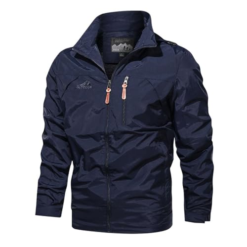Men's Hooded Rain Jacket Lightweight Outdoor Full Zip Windbreaker Jackets & Coats w/Zipper Pocket, Detachable Hood2